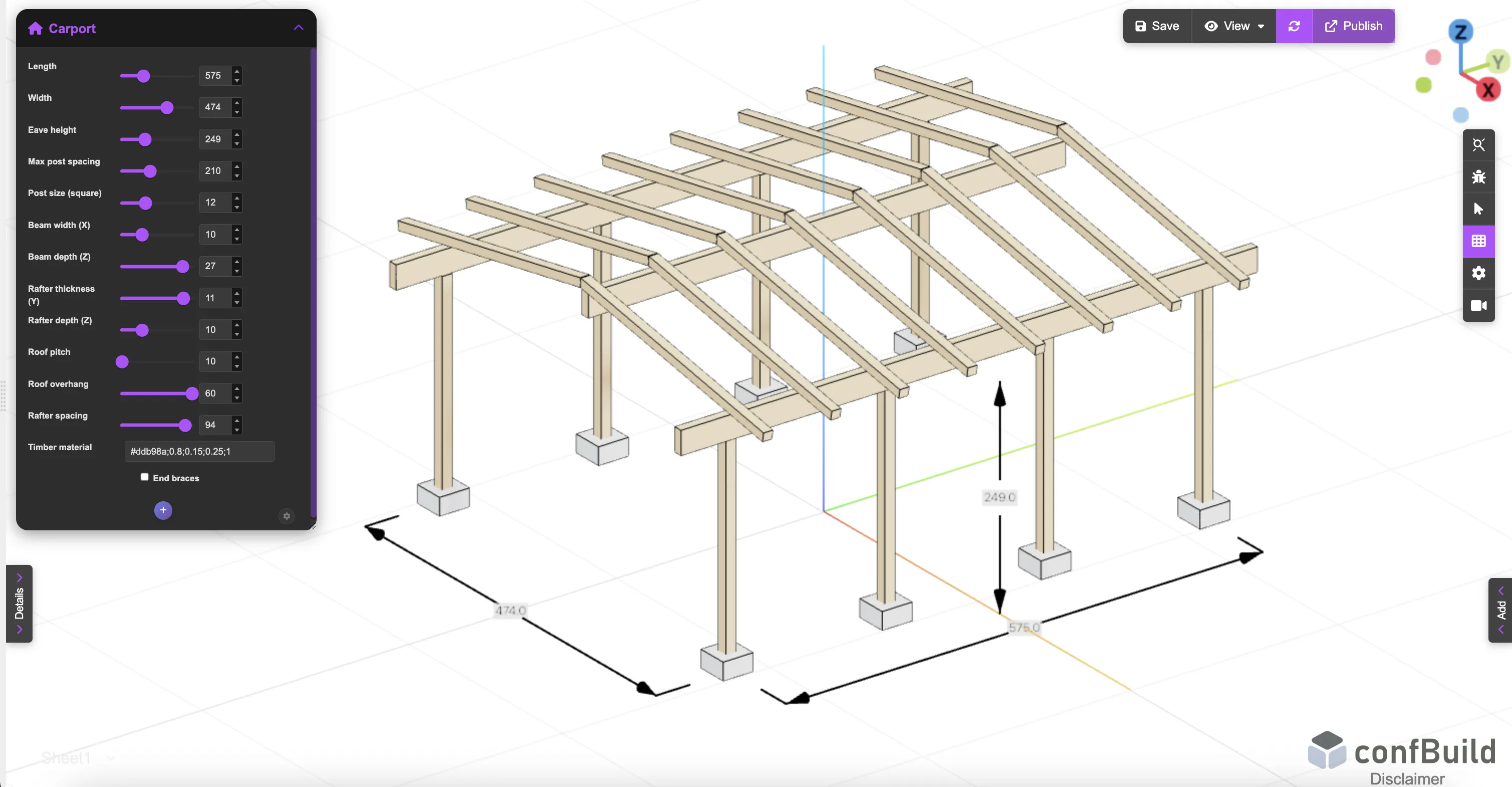 Browserbasierter Solarcarport-Konfigurator mit 3D-Tragwerk